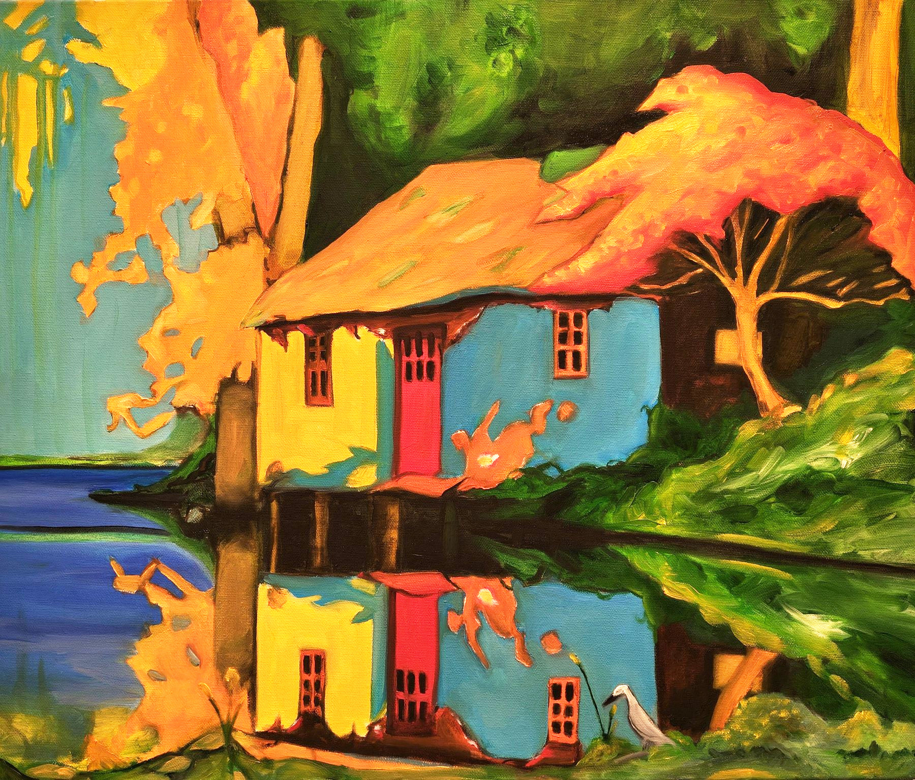 Cabin by the Pond, oil on canvas