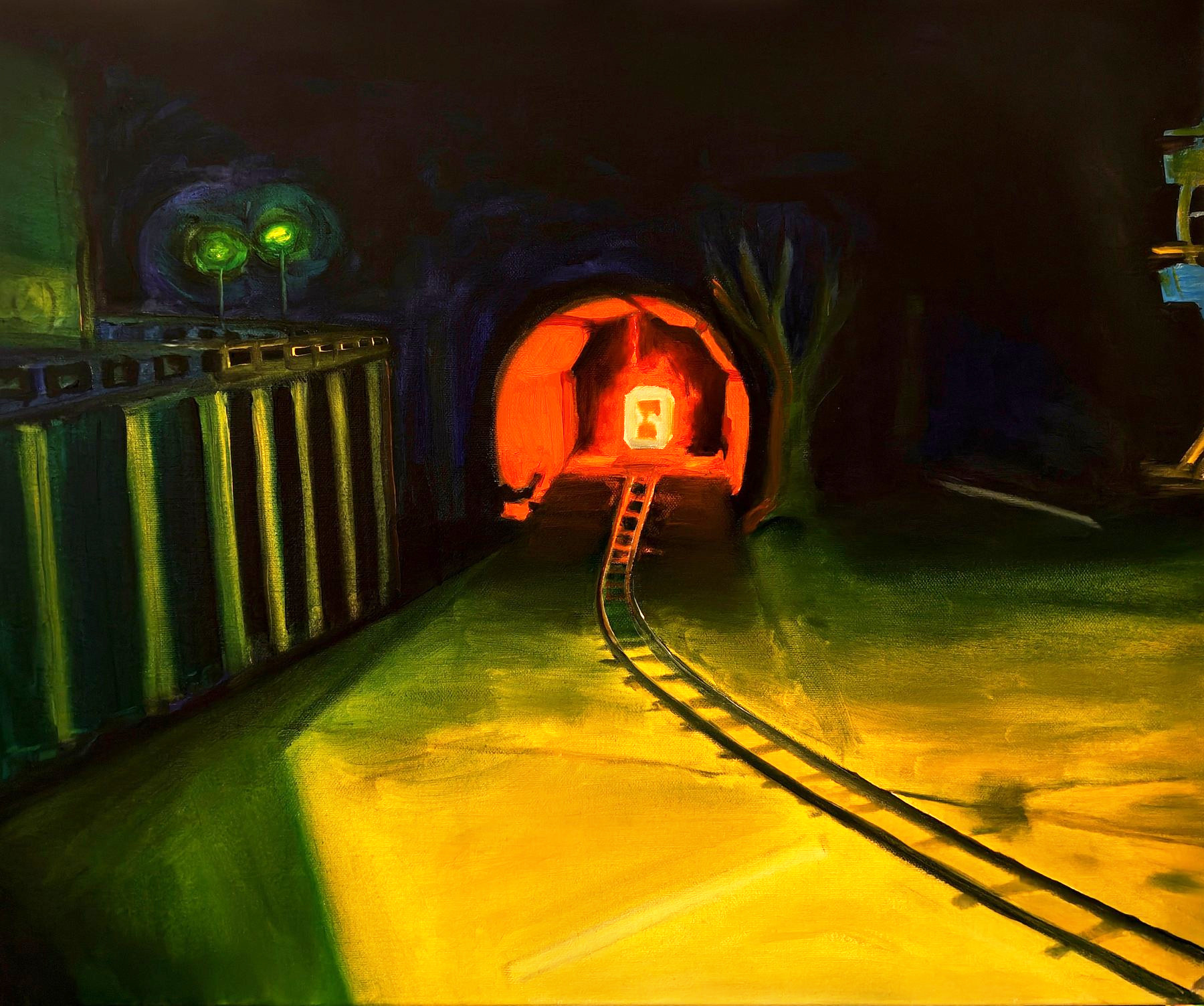 Halloween Train, oil on canvas