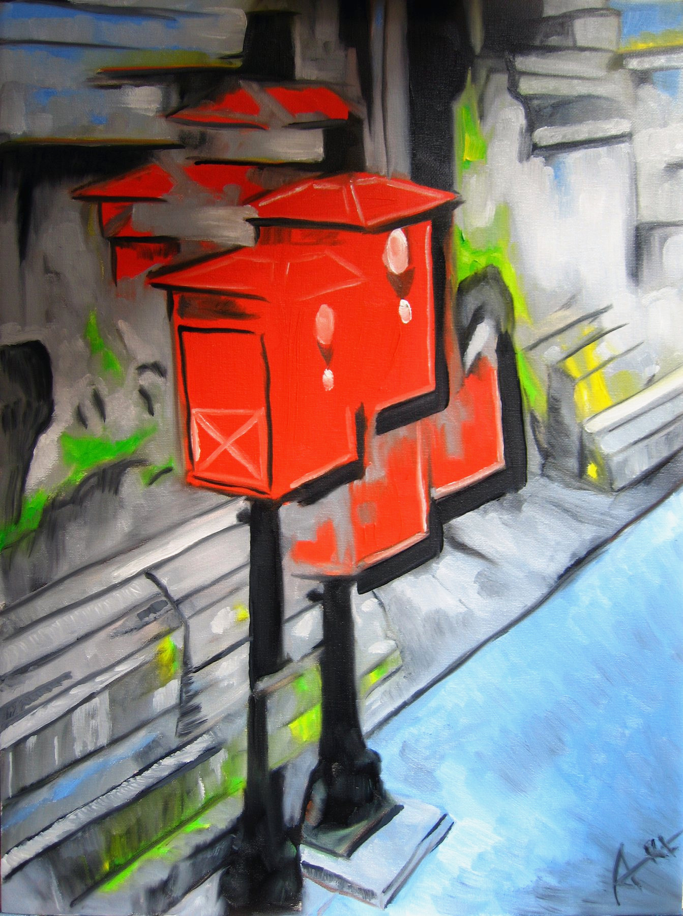 Postbox, oil on canvas